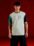 Color-block graphic oversized T-shirt | Green
