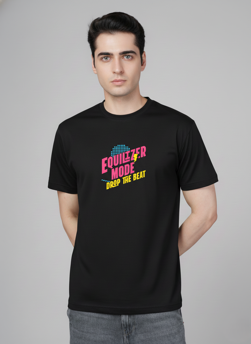 Men Cotton Black Printed Tshirt