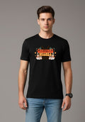 Men Printed Black Cotton Tshirt