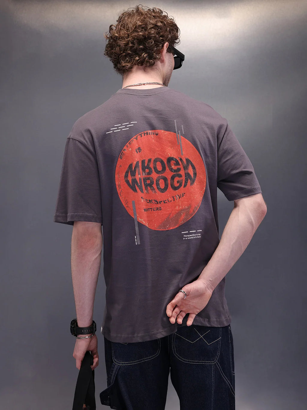 Back Printed Oversized T-Shirt | Dark Grey