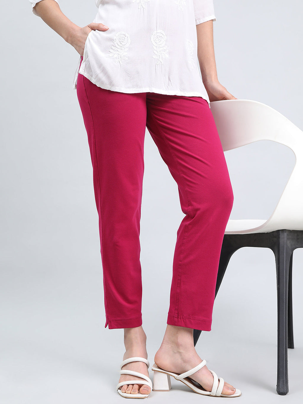 Dark Fuchsia Cotton Stretch Kurti Pants