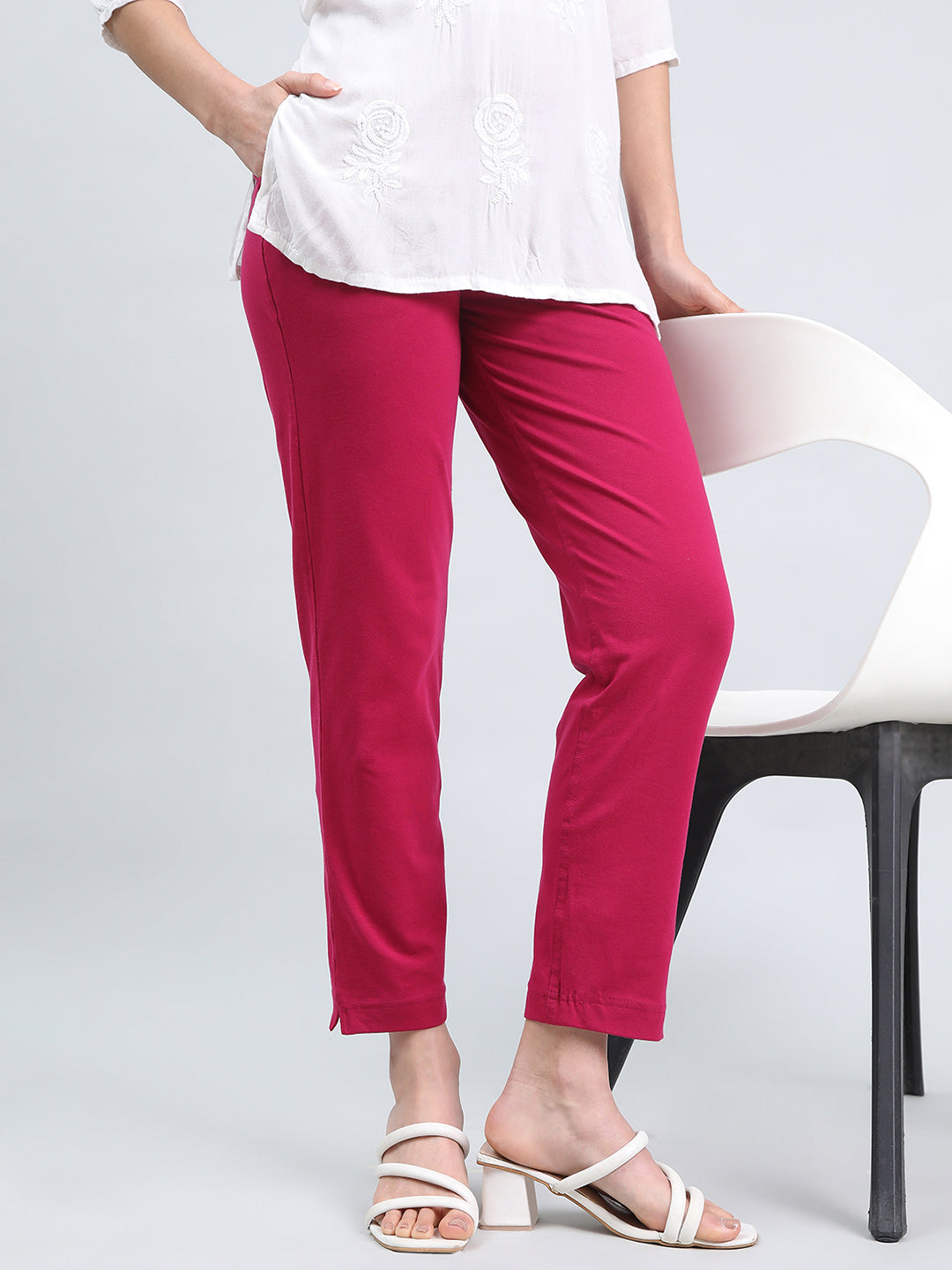 Dark Fuchsia Cotton Stretch Kurti Pants