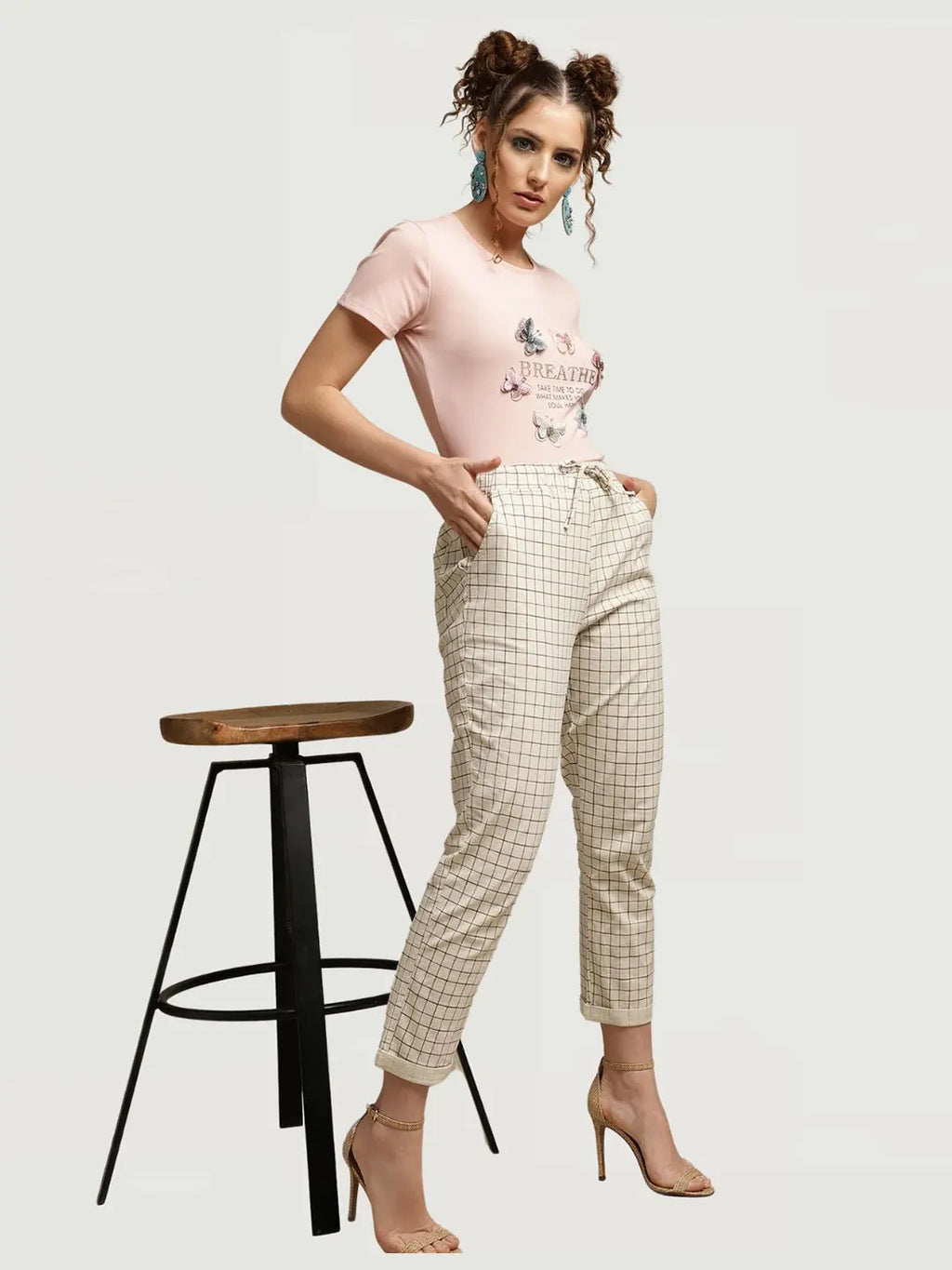Beige Checkered Lower