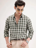 Regular Fit Checkered Shirt | Light Green