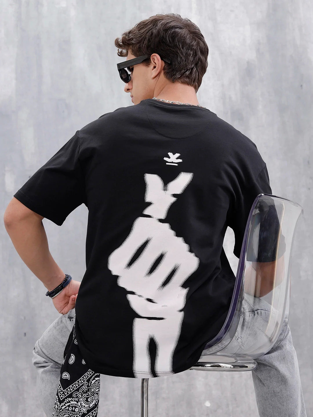 Oversized Skeletal Graphic T-Shirt | Black
