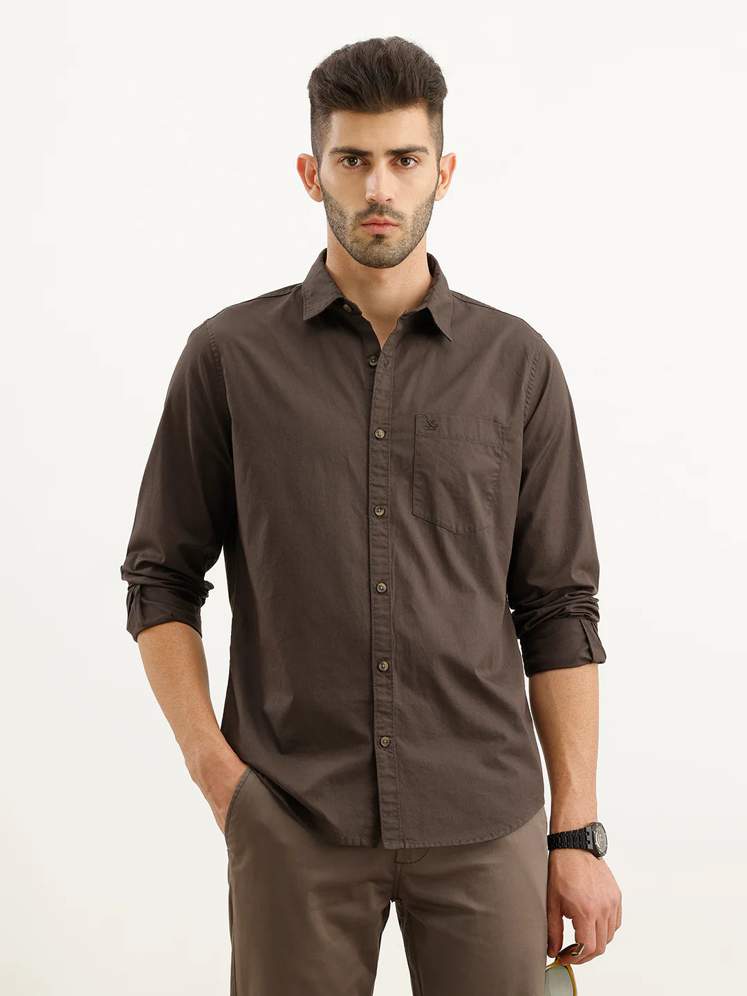 Solid Regular Fit Shirt | Dark Grey
