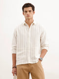 Comfort Fit Textured Striped Shirt  | Off White