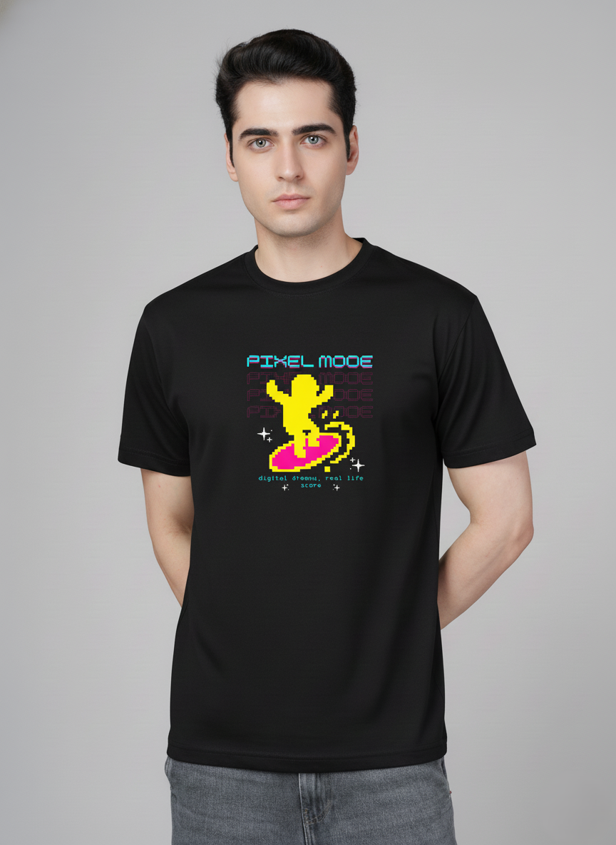 Men Cotton Black Printed Tshirt