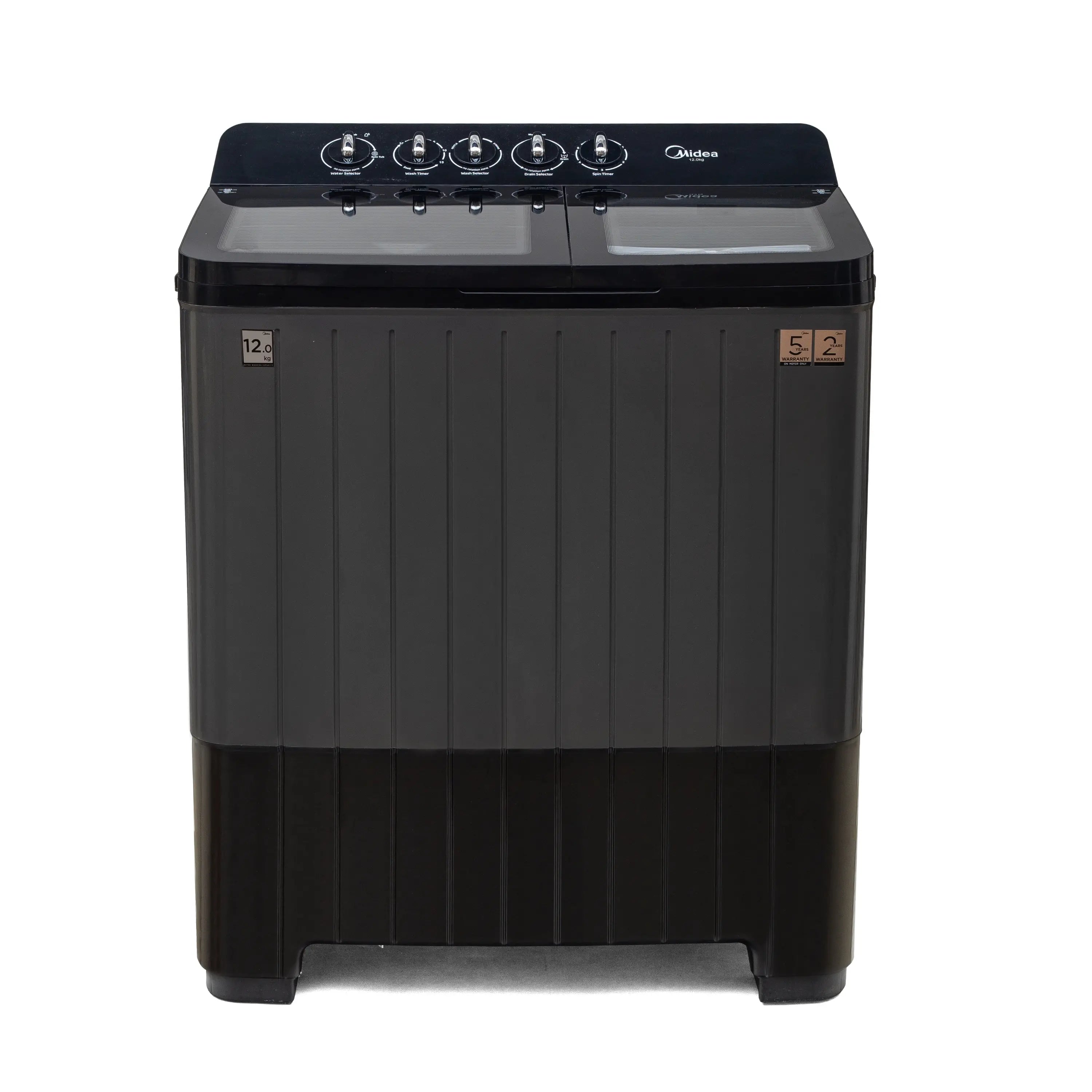 Midea Washing Machine Twin Tub 12 Kg, See Through Glass Lid, Soft CloseMWMSA120GPG(KG)