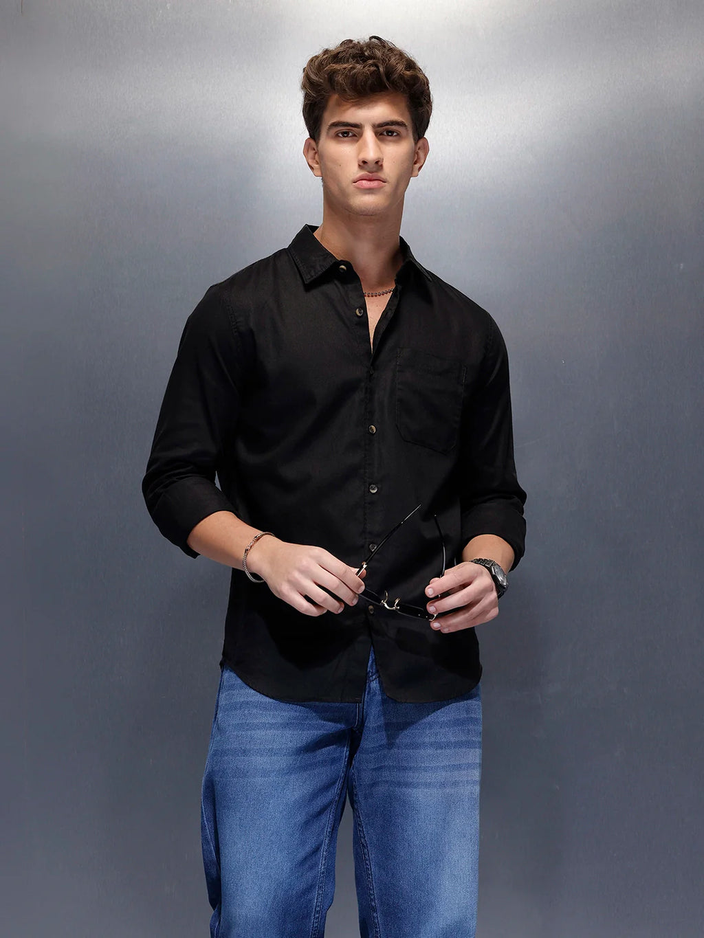 Men's Casual Slim Fit Shirt  | Black