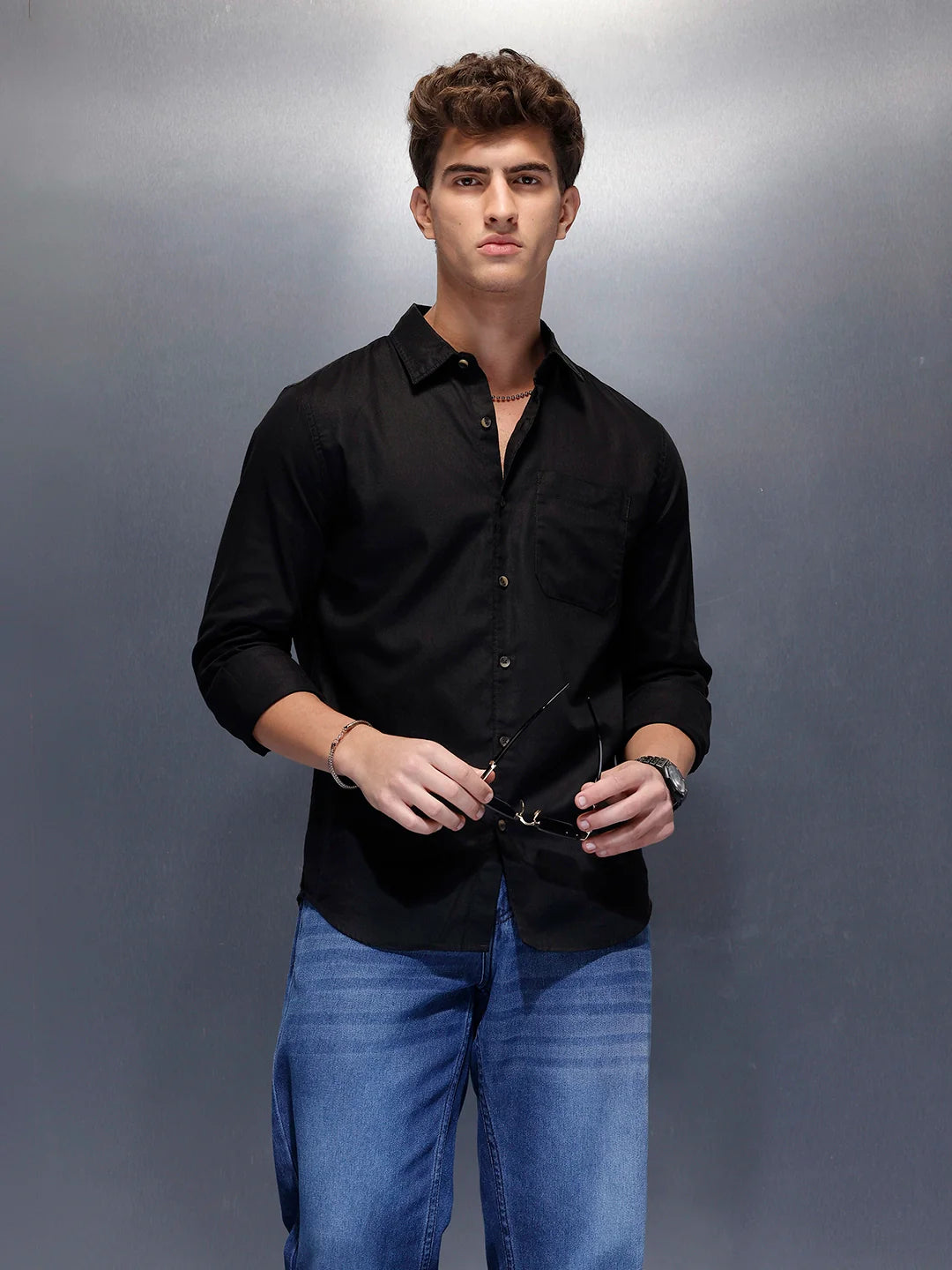 Men's Casual Slim Fit Shirt  | Black