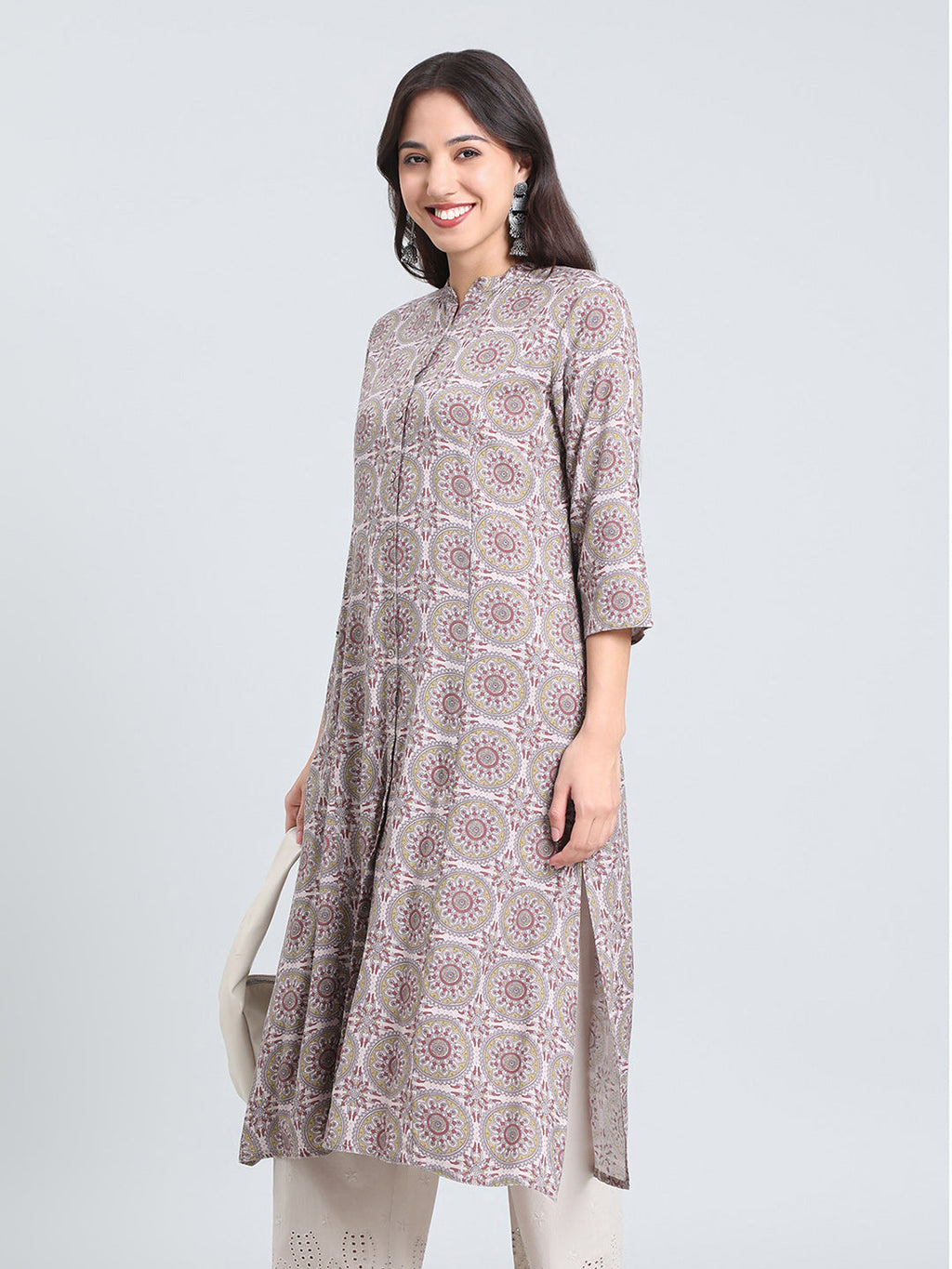 Viscose Medallion Tile Print A-Line Kurta