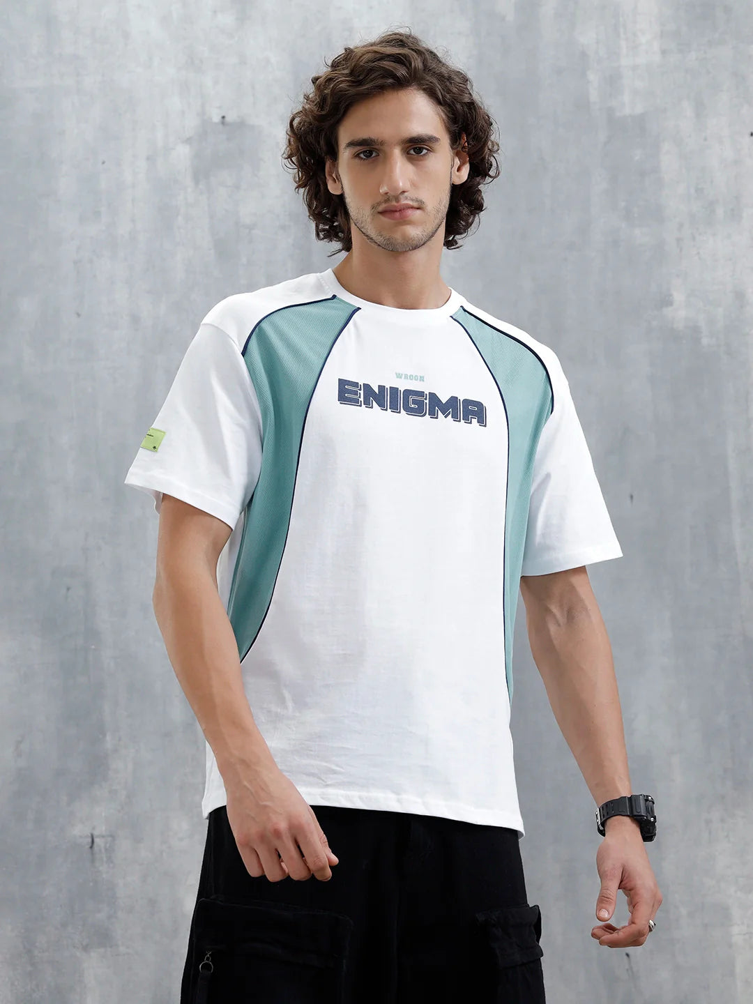 Casual Men Sporty Look Oversized Fit Tee With Print | White