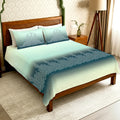 Serene 300 TC 100% Cotton Bedsheet with Pillow Covers, Panel Design - Ruhani Turquoise