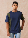Cut & Sew Oversized T-Shirt | Navy Blue