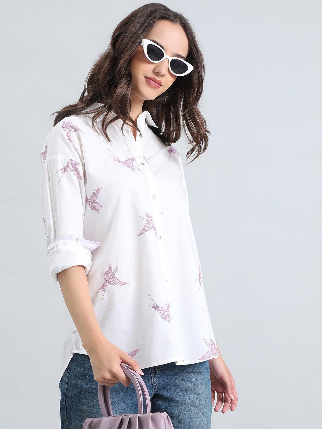 Cotton Embroidered Oversized Shirt