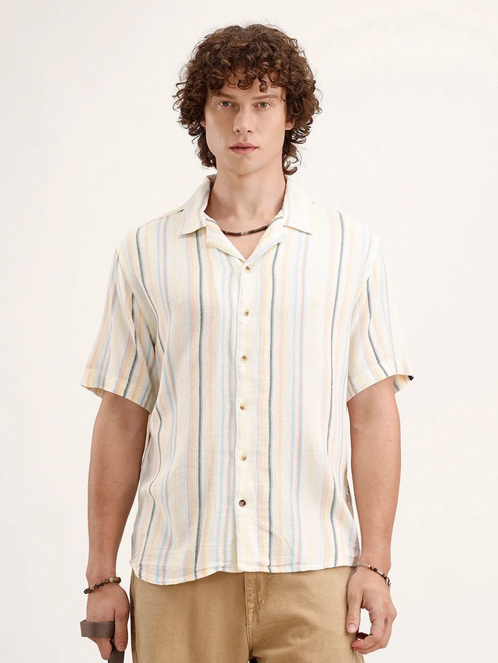 Resort Collar Striped Shirt | Off White