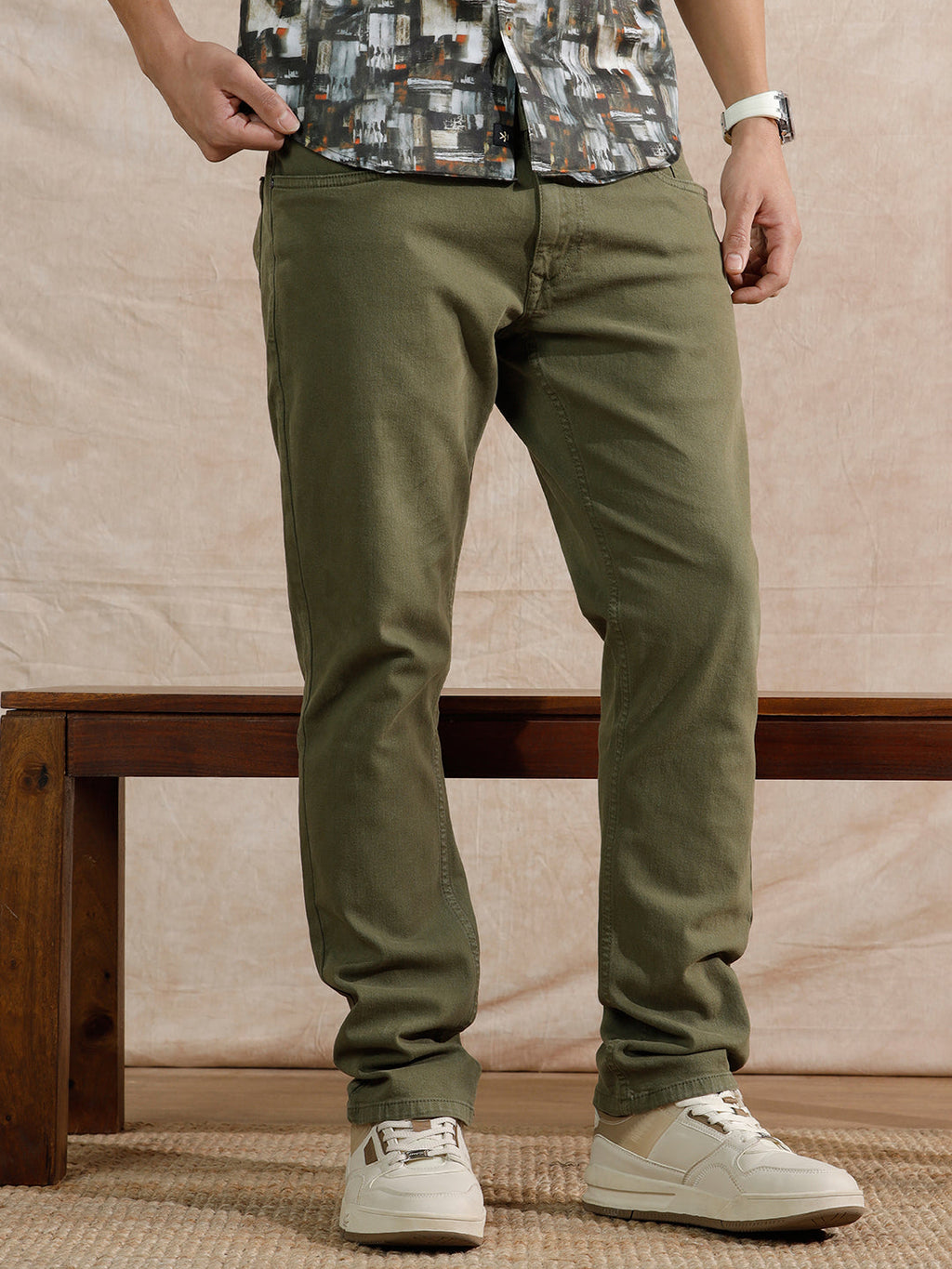 Casual Slim Fit Jeans | Olive