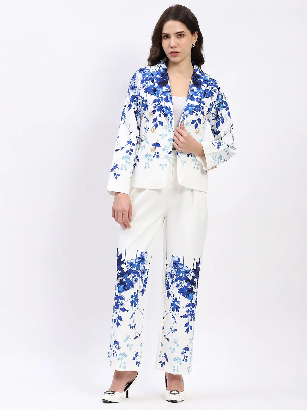 Elegant Floral Straight-Fit Trousers