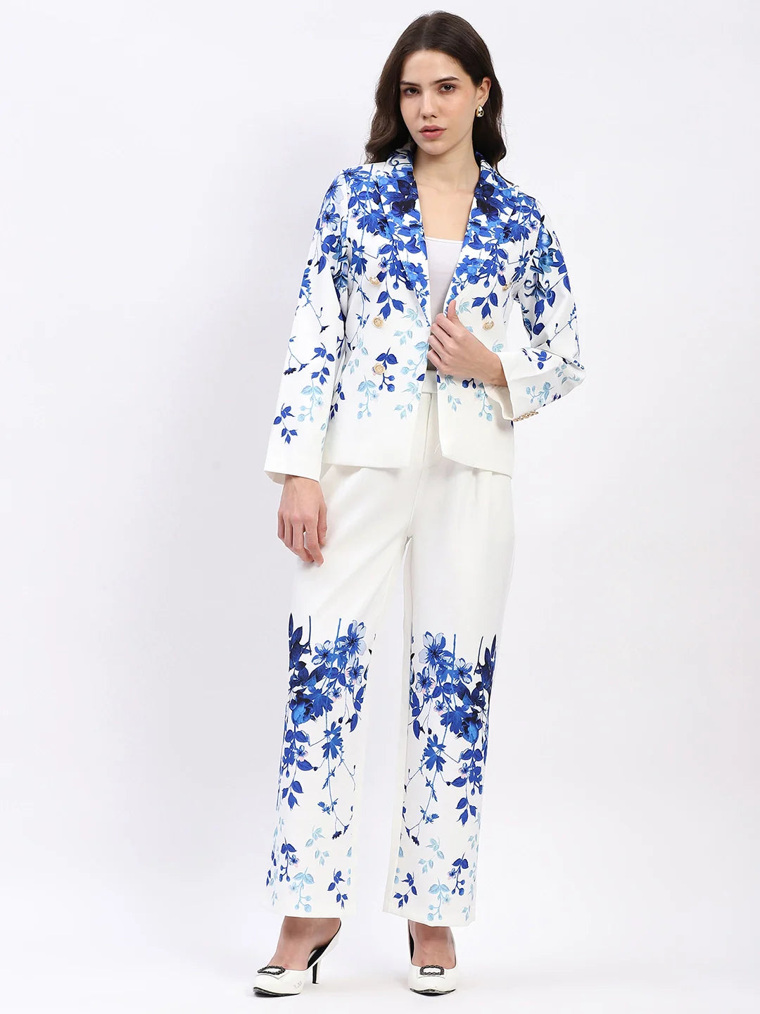 Elegant Floral Straight-Fit Trousers