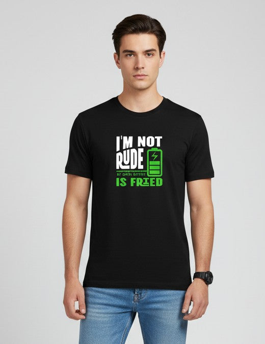 Men Printed Black Cotton Tshirt