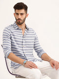 Regular Fit Striped 100% Cotton Shirt | Blue