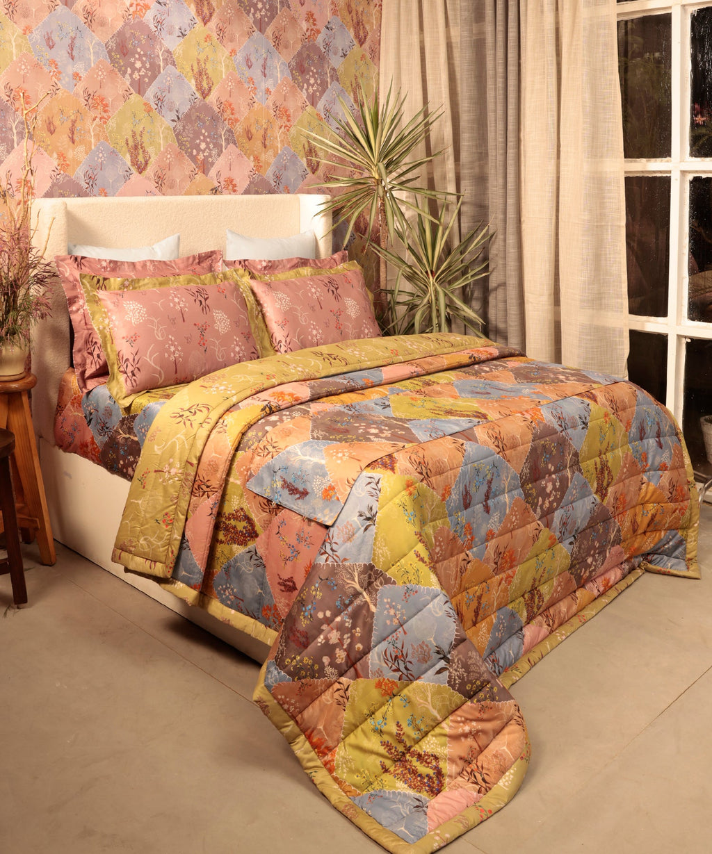 Shivan & Narresh King Bedsheet Set, Morning Calm |400TC Cotton|4 pillow covers