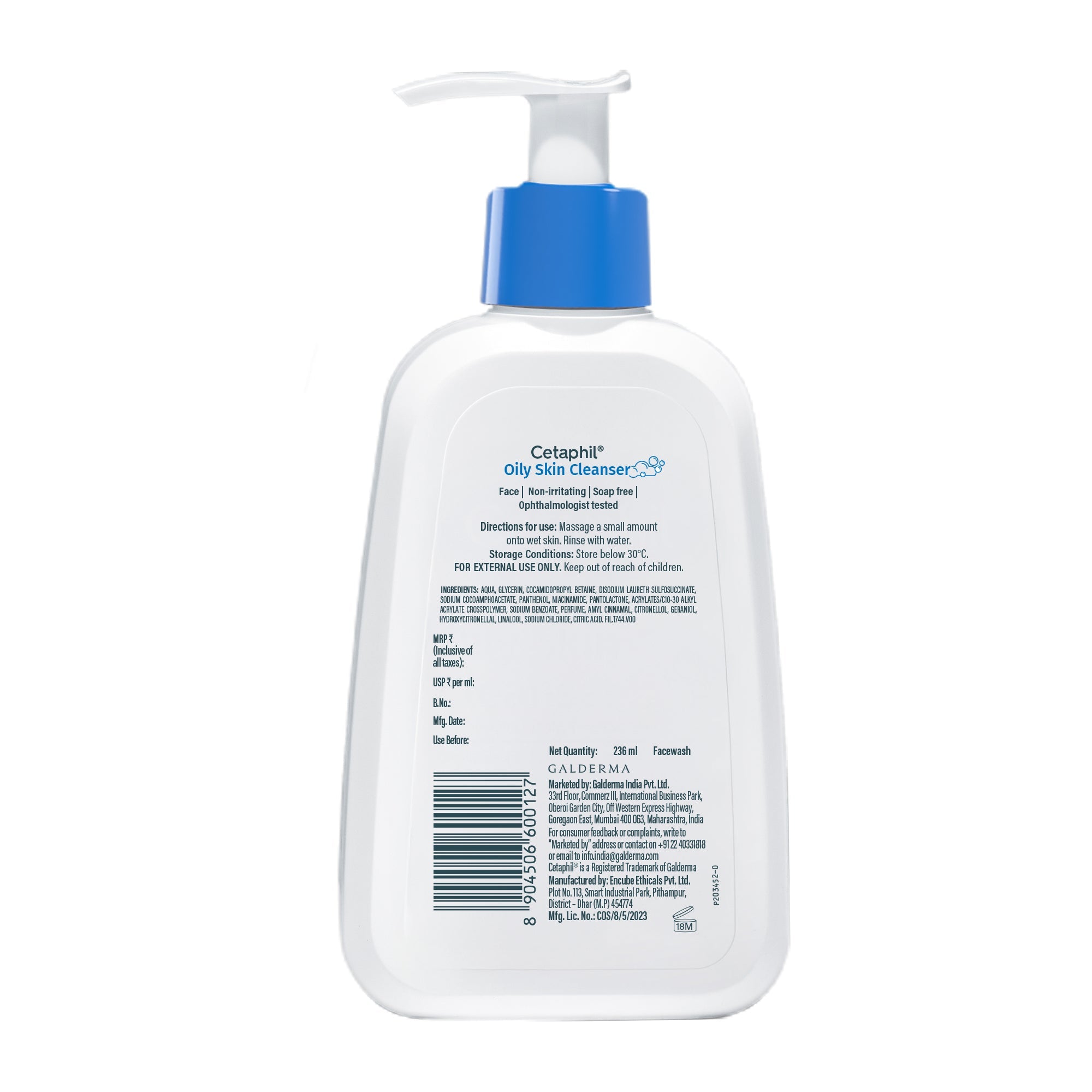 Cetaphil Oily Skin Cleanser 236 ml | Dermat Recommended