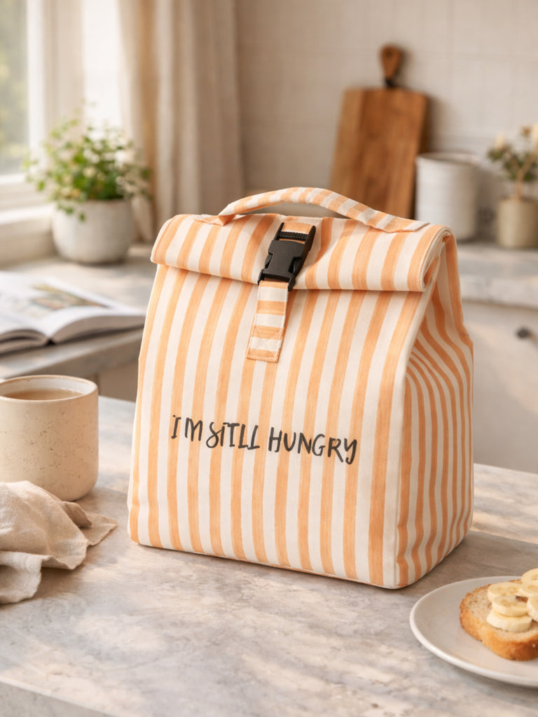 Westside Home Orange Stripe-Printed Lunch Bag