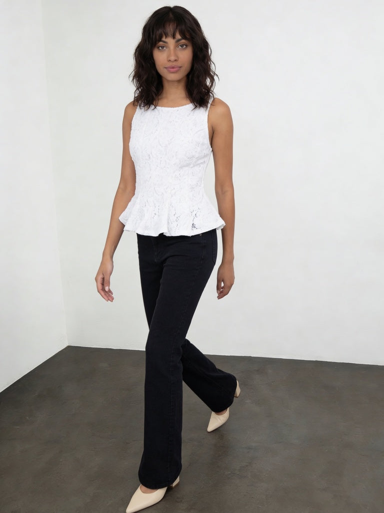 Wardrobe Ivory Lace Peplum Top