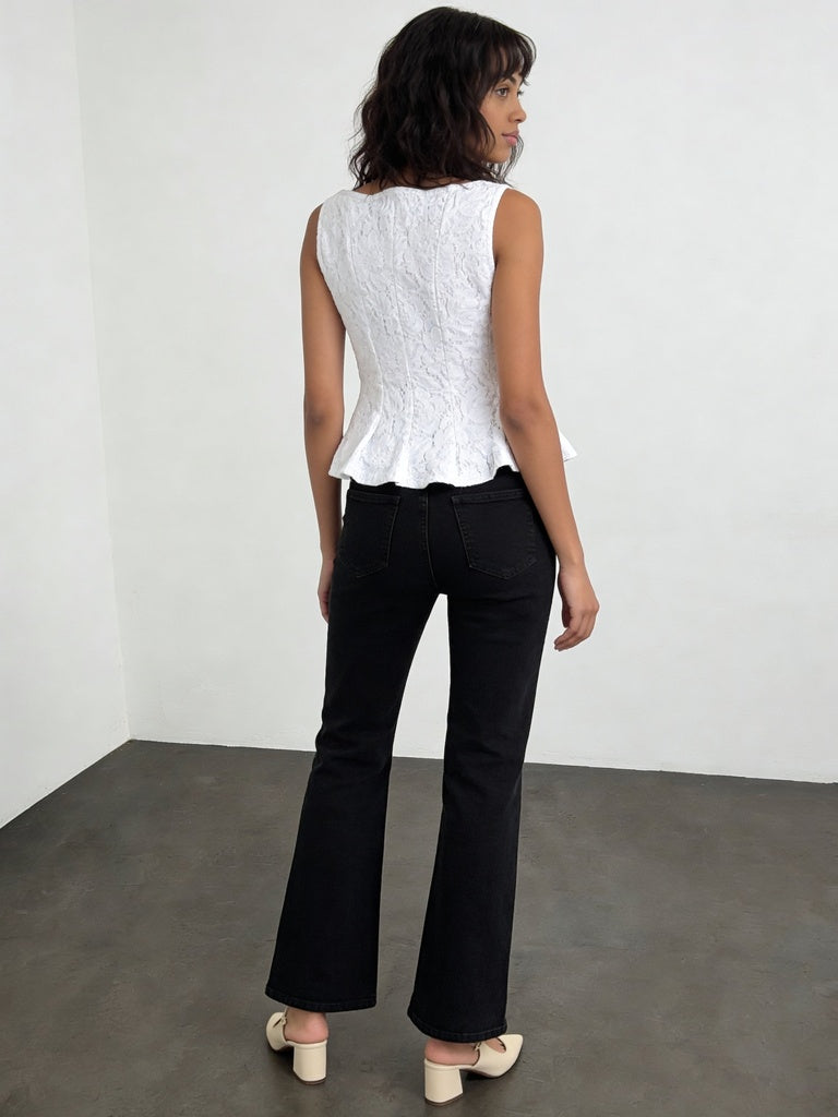 Wardrobe Ivory Lace Peplum Top