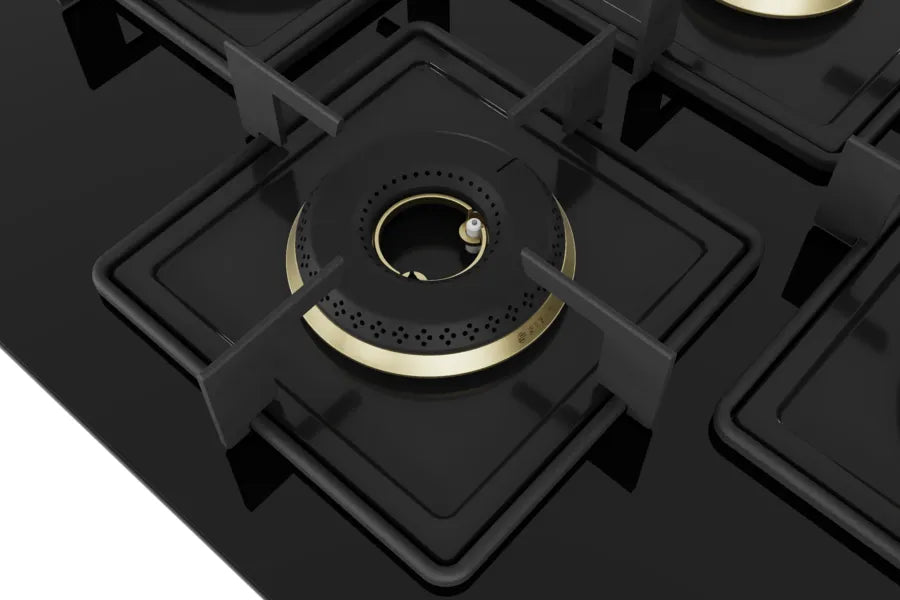 BOSCH Built in Series 6 Gas hob 75 cm Tempered glass, Brass Burner PNI7B6F10I Glass Automatic Hob  (4 Burners)