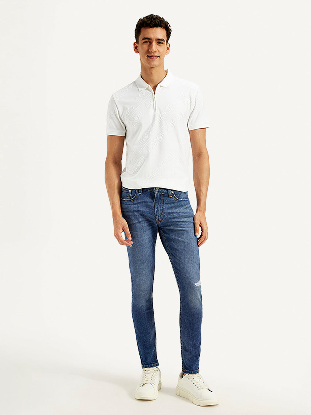 Men's Blue Skinny Tapered Fit Mid Rise Jeans