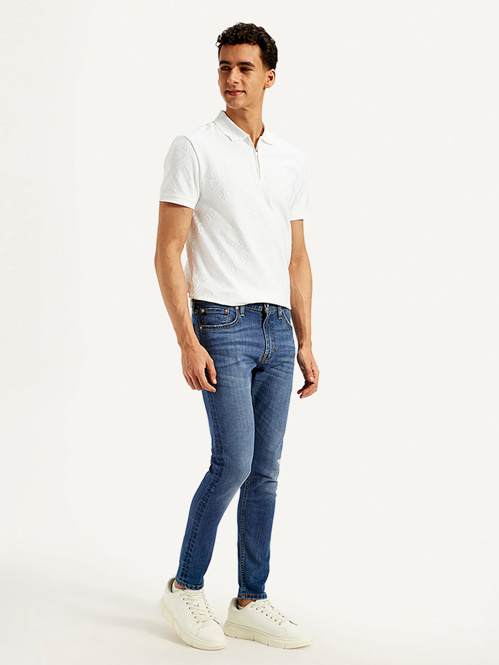 Men's Blue Skinny Tapered Fit Mid Rise Jeans