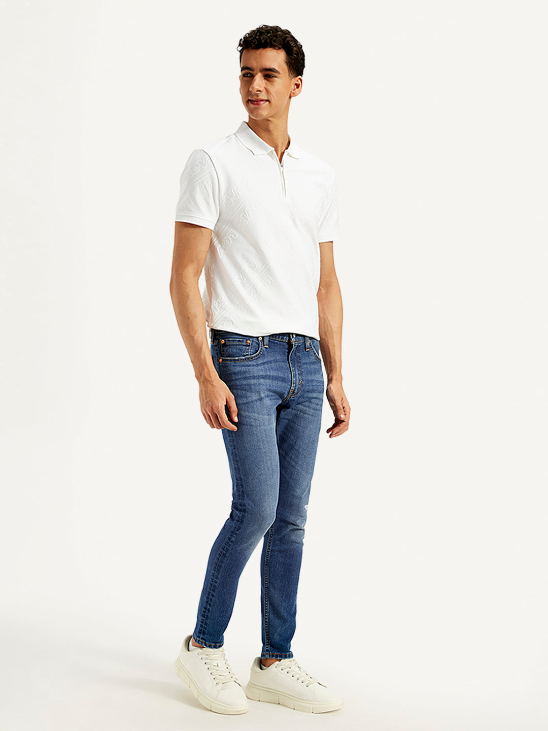 Men's Blue Skinny Tapered Fit Mid Rise Jeans
