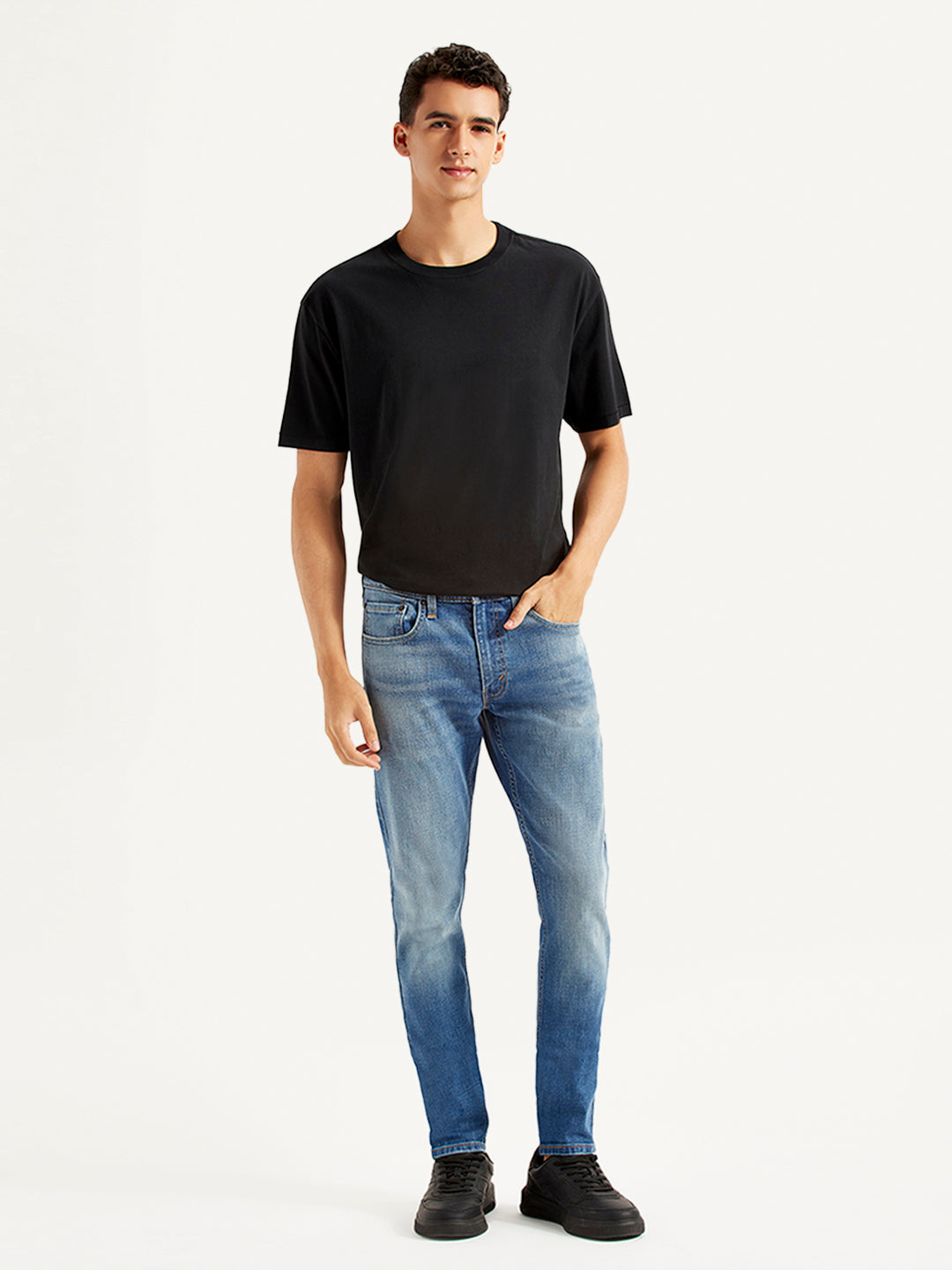 Men's Blue Skinny Tapered Fit Mid Rise Jeans