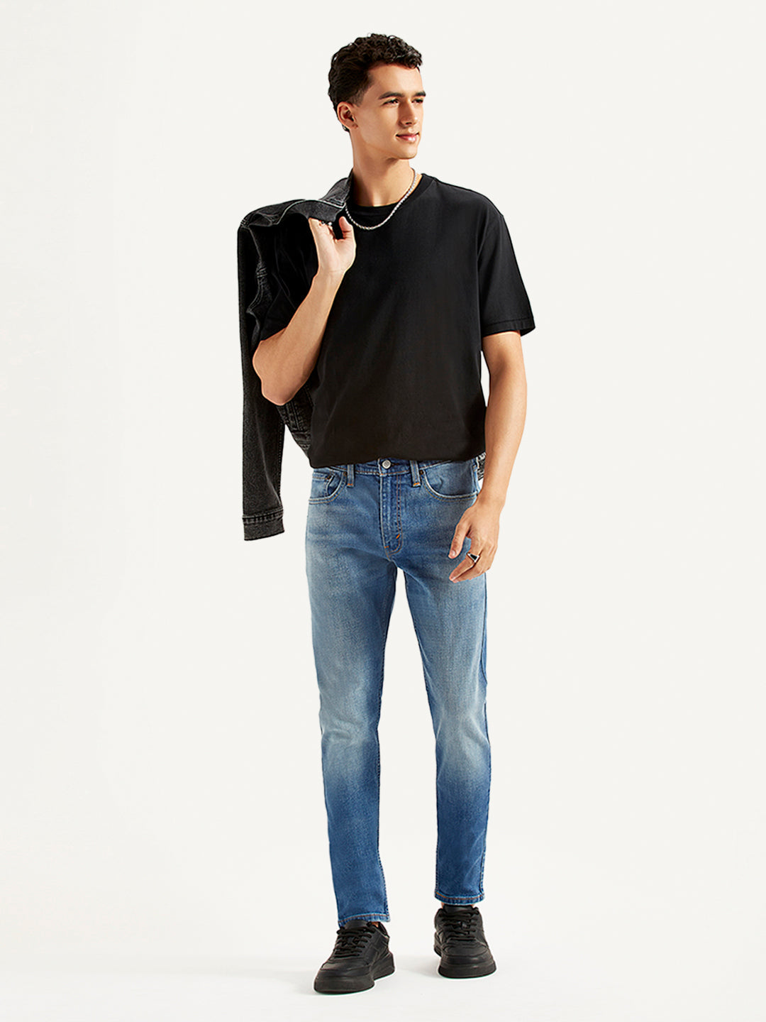 Men's Blue Skinny Tapered Fit Mid Rise Jeans