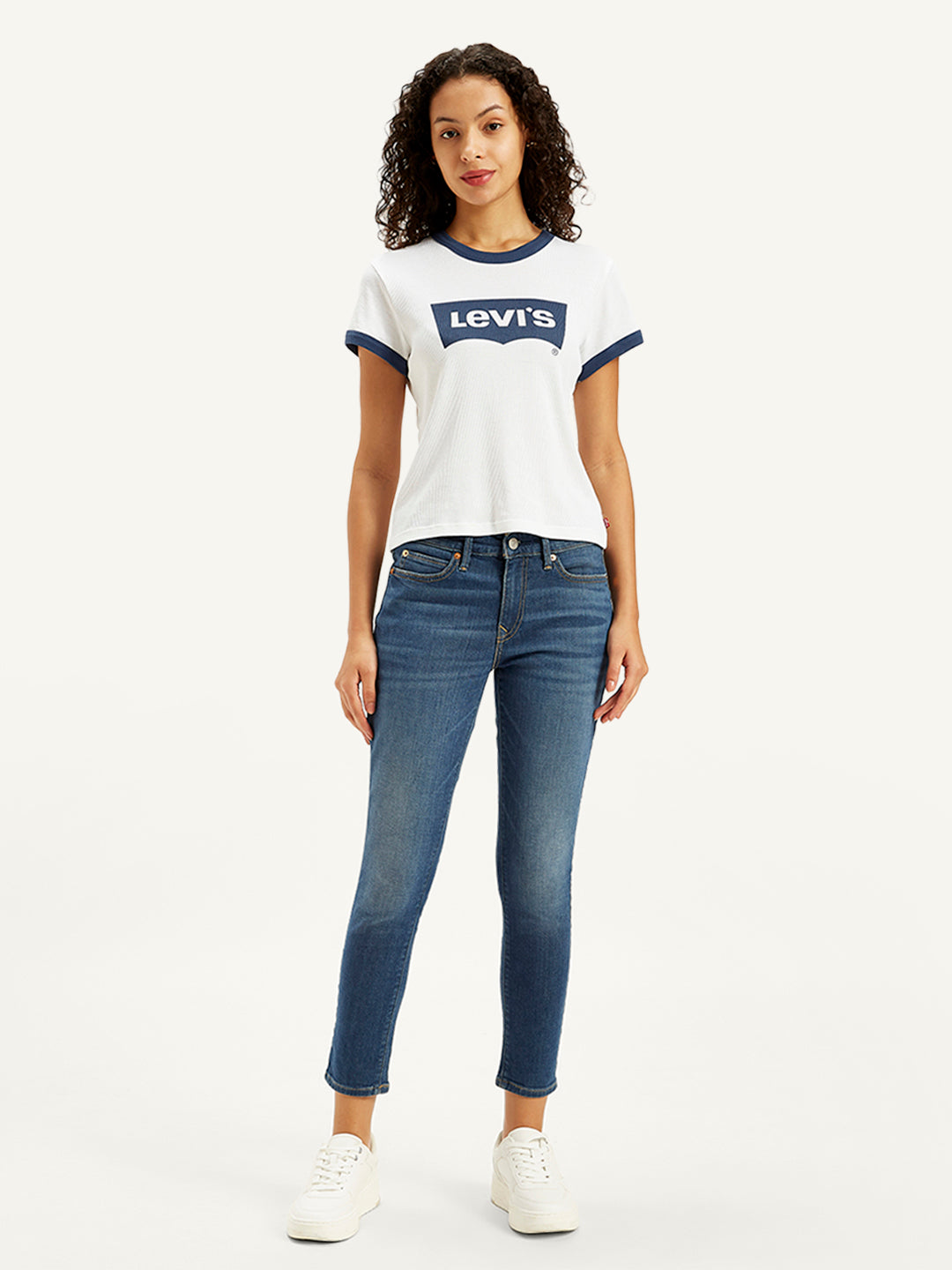 Women's 711 Blue Skinny Fit Mid Rise Jeans