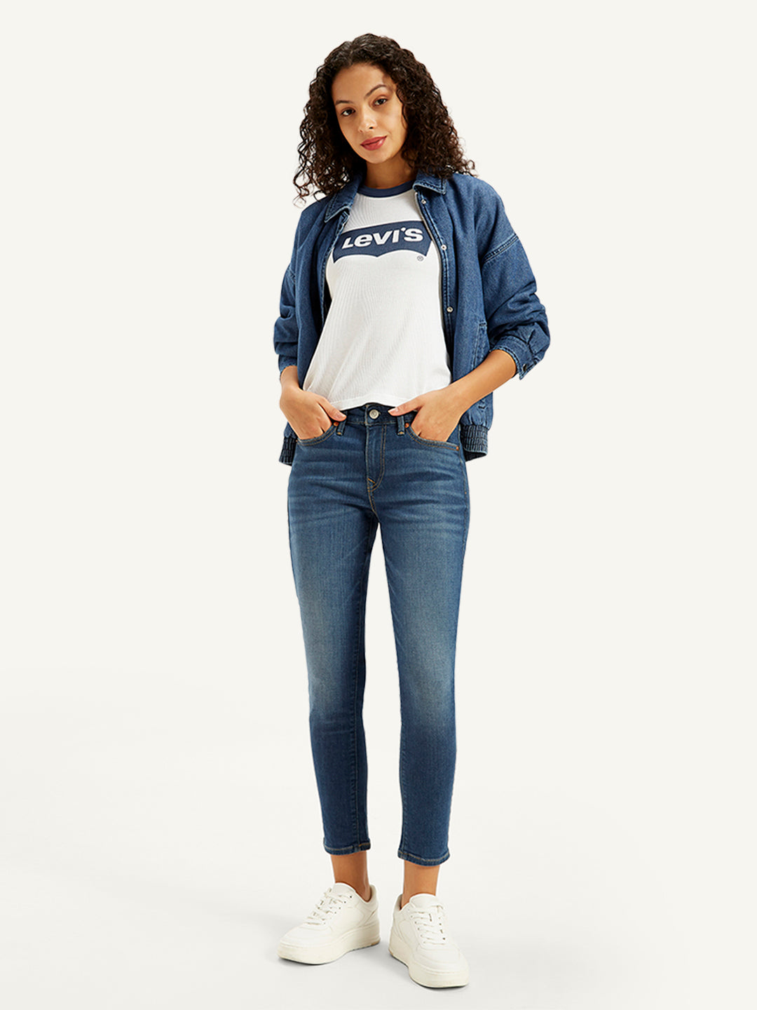 Women's 711 Blue Skinny Fit Mid Rise Jeans