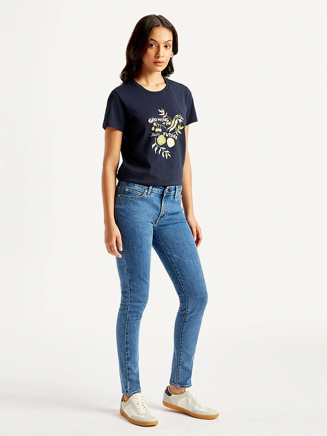 Women's 711 Blue Skinny Fit Mid Rise Jeans