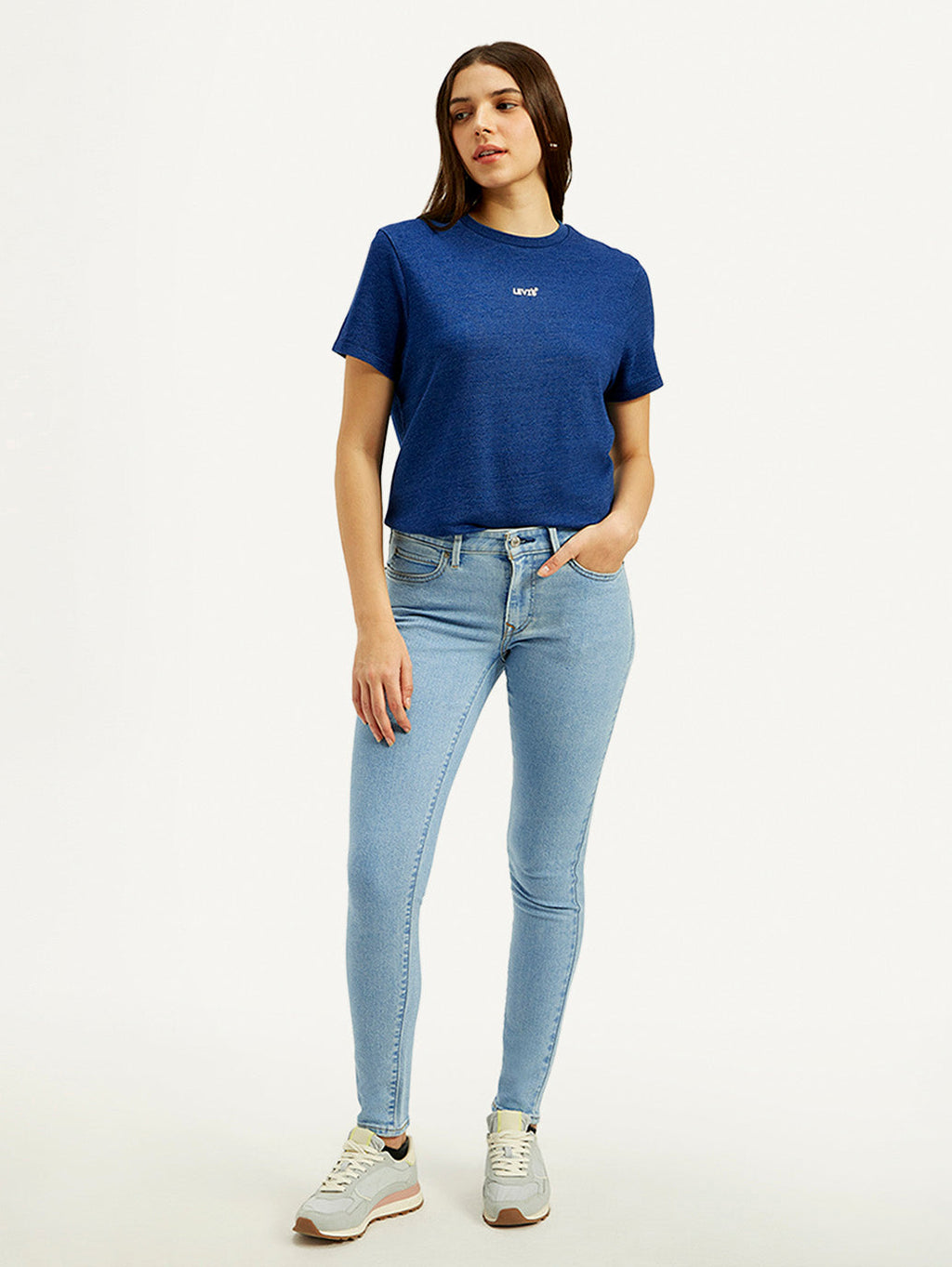 Women's 711 Blue Skinny Fit Mid Rise Jeans