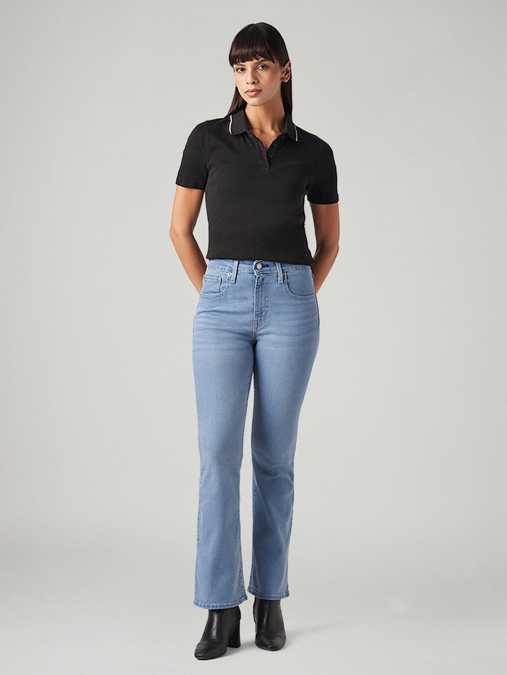 Womens 725 High Rise Flared Fit Cotton Stretch blend Jeans