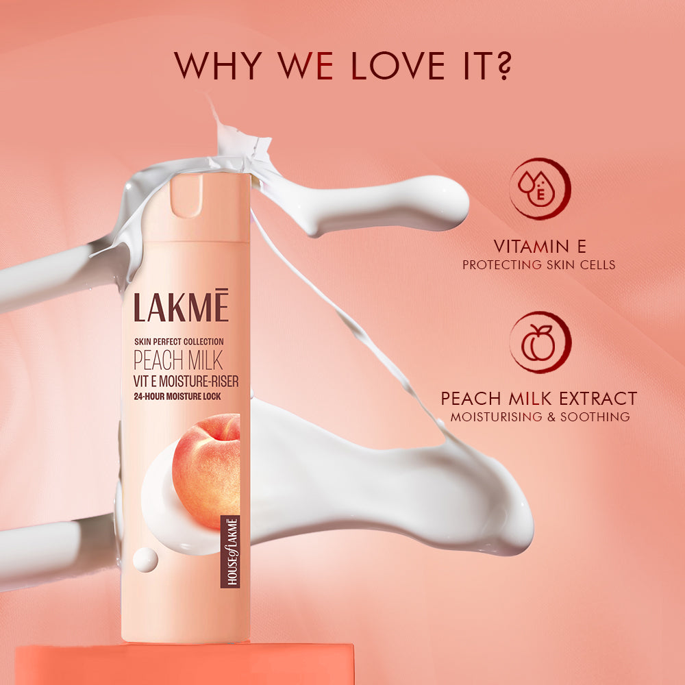 Lakmē Peach Ceramide Moisturizer with Hyaluronic,For Dry Skin, Normal Skin & Sensitive Skin 200ml