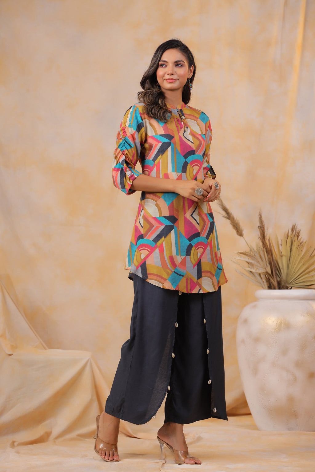 Cyprus Geometric Russian Silk Co-ord Set