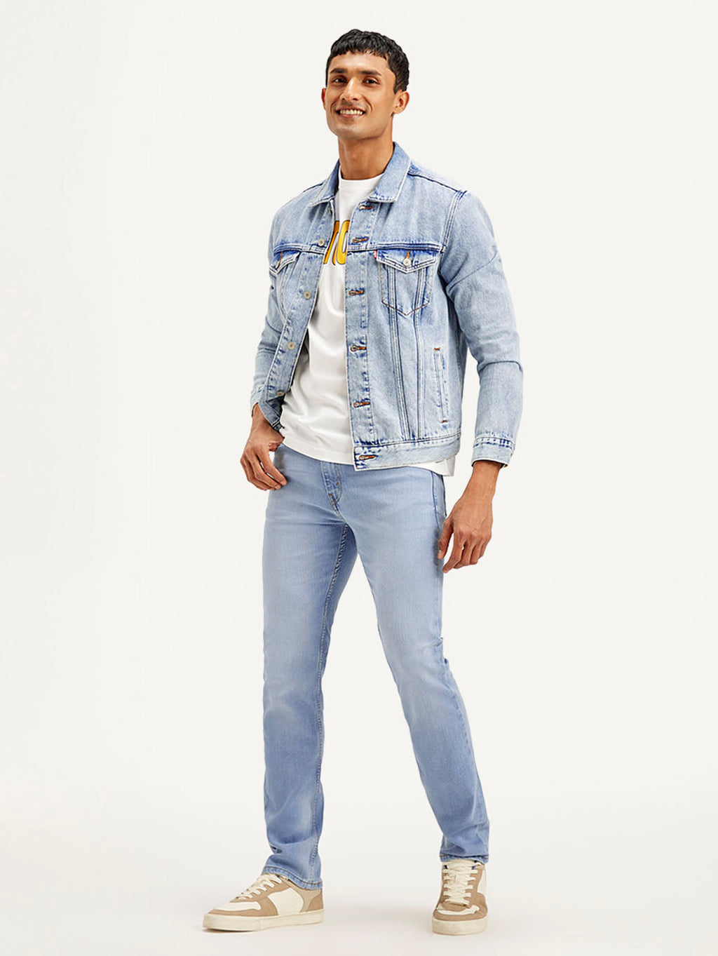 Men's 513 Light Blue Slim Straight Fit Mid Rise Jeans