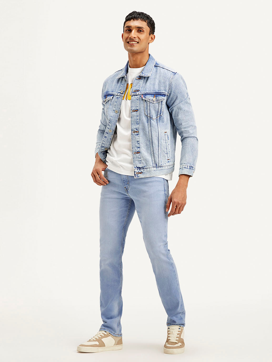 Men's 513 Light Blue Slim Straight Fit Mid Rise Jeans
