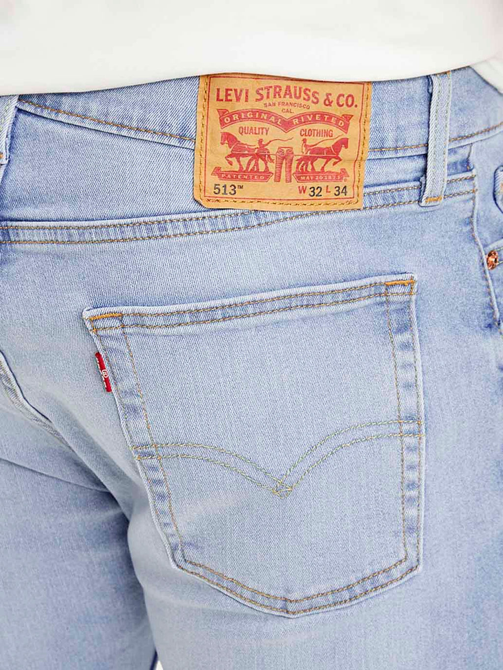 Men's 513 Light Blue Slim Straight Fit Mid Rise Jeans