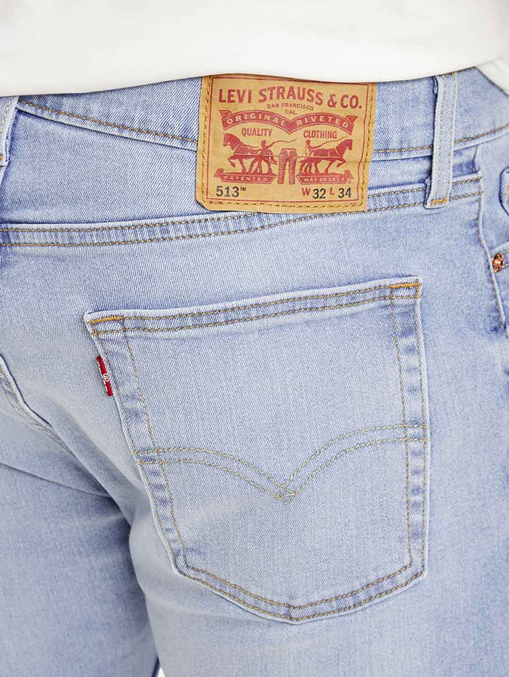 Men's 513 Light Blue Slim Straight Fit Mid Rise Jeans