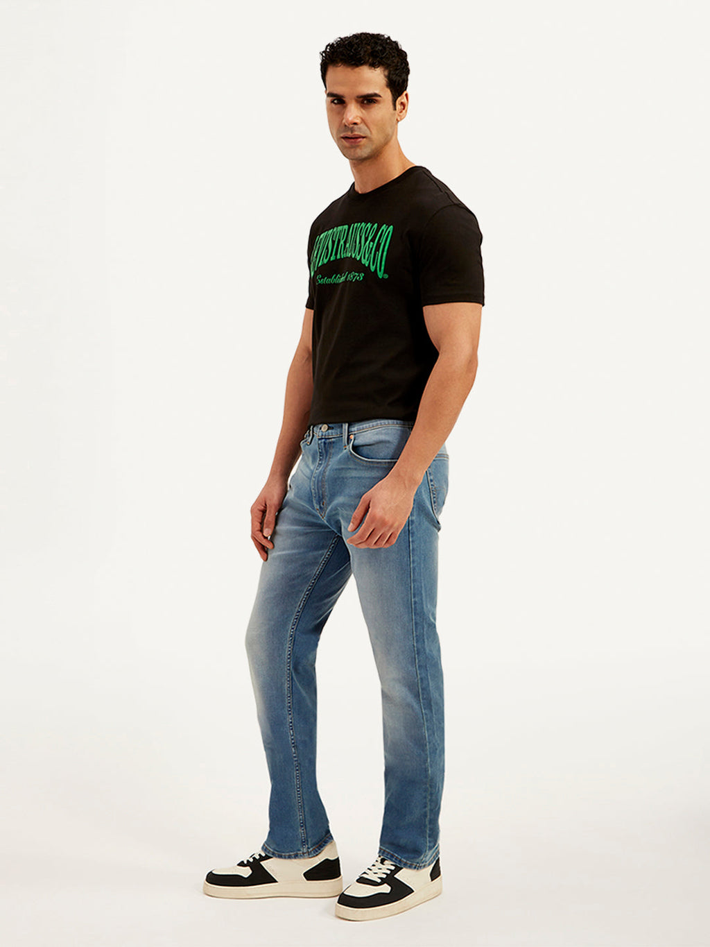 Men's 513 Blue Slim Straight Fit Mid Rise Jeans