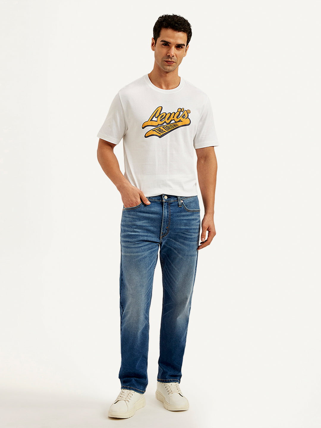 Men's 513 Blue Slim Straight Fit Mid Rise Jeans